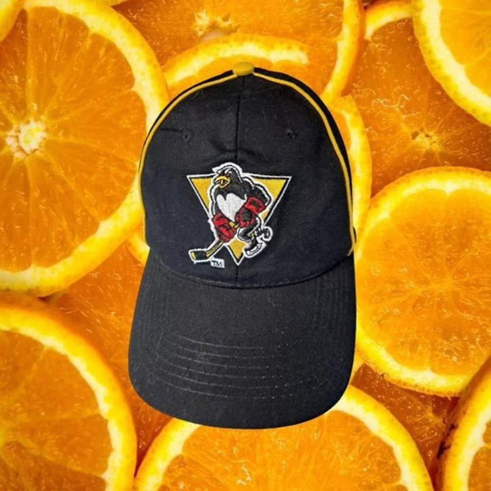 Pittsburg Penguins Black with Front Logo‎ Adjustable Hat